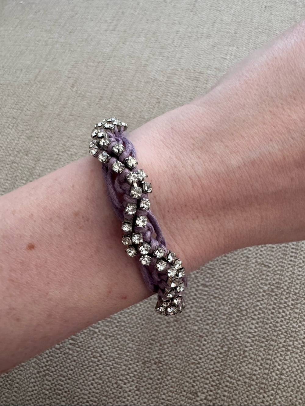 Lavender Rhinestone Braided Bracelet - Women's Jewelry
